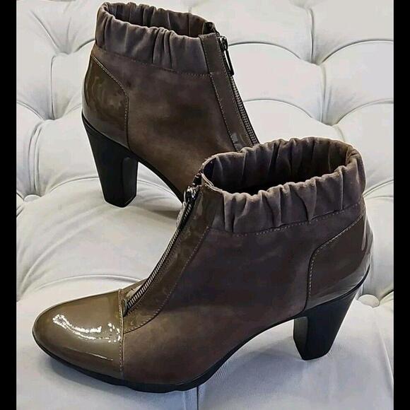 Aquatalia by Marvin K Brown Suede Leather Heels Boots Zip Womens